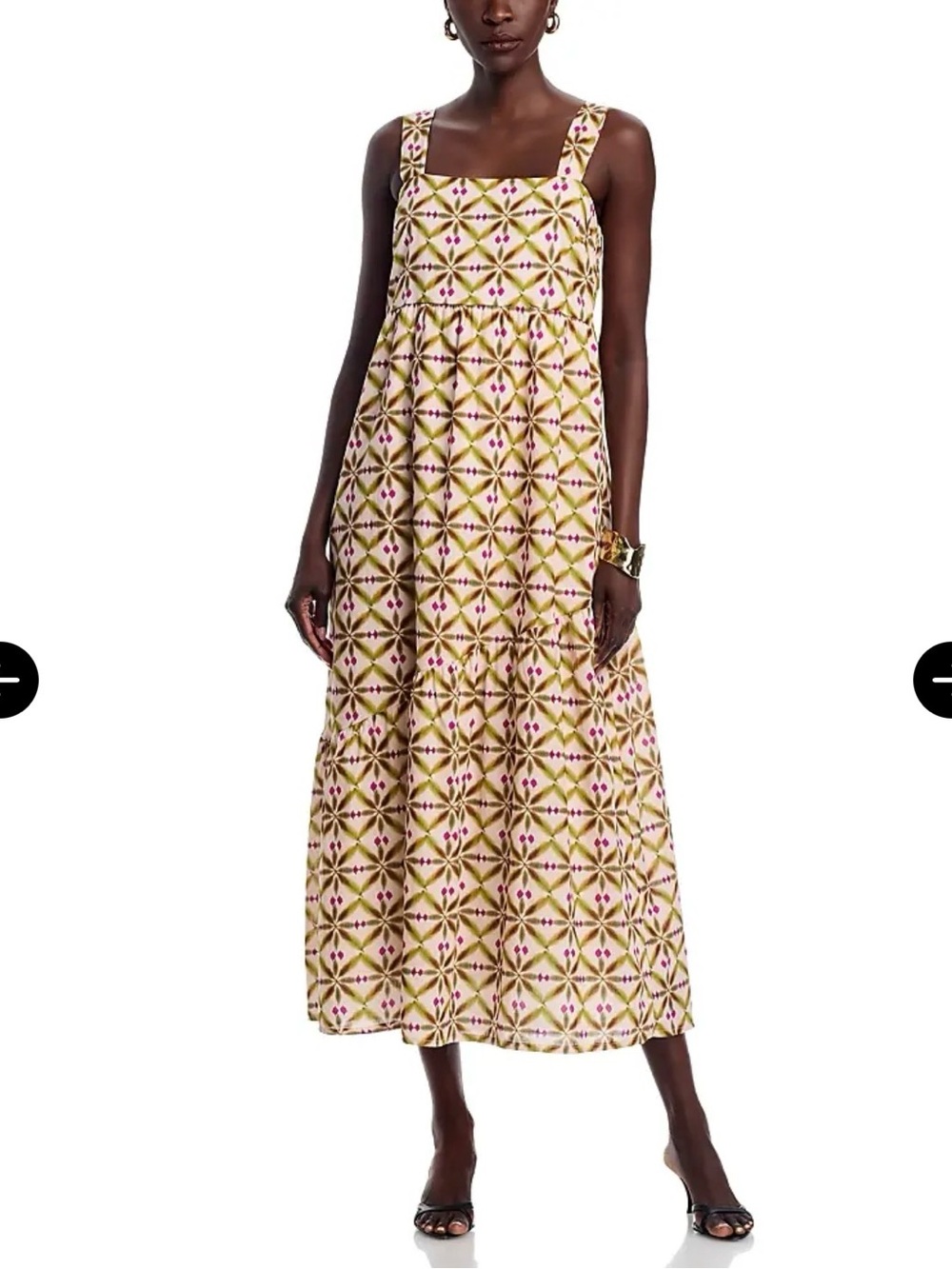 LA FEE MARABOUTEE Printed Square Neck Midi Dress